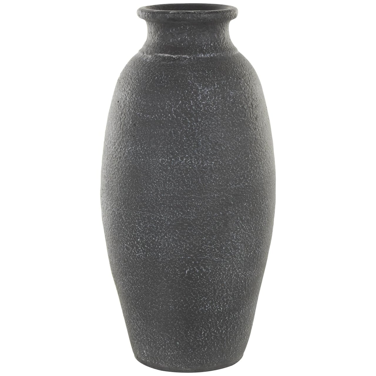 Whitewashed Black Textured Decorative Ceramic Vase